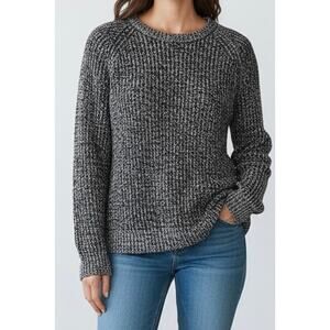 a.n.a a new approach Womens Medium Sweater Crewneck Black Cotton Acrylic